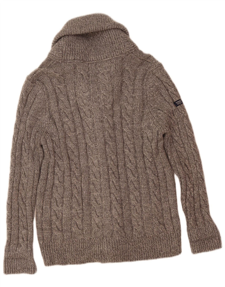 Superdry muški kardigan džemper srednje sive mrlje od akrila