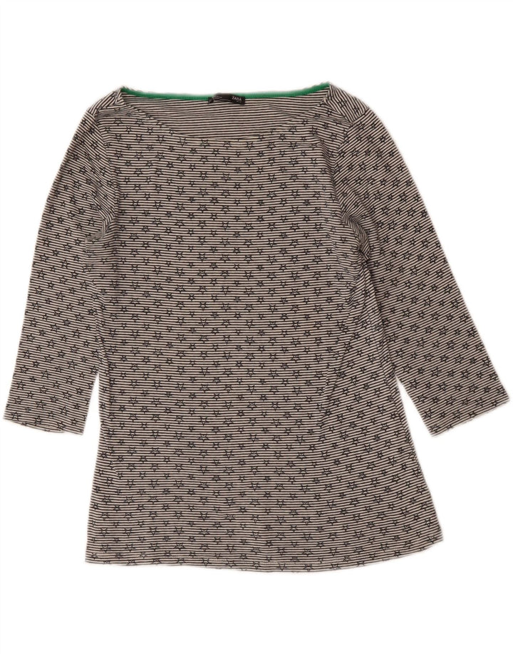 ZARA Womens Top 3/4 Sleeve UK 12 Medium Grey Striped Cotton Vintage Zara and Second-Hand Zara from Messina Hembry 