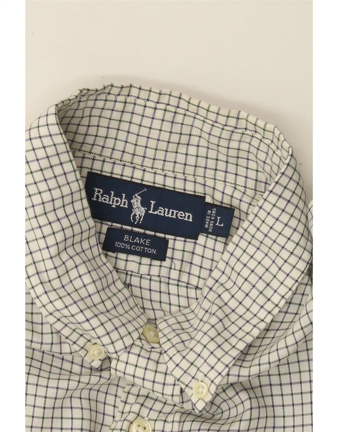 RALPH LAUREN Muška Blake košulja Large Off White Check Pamuk