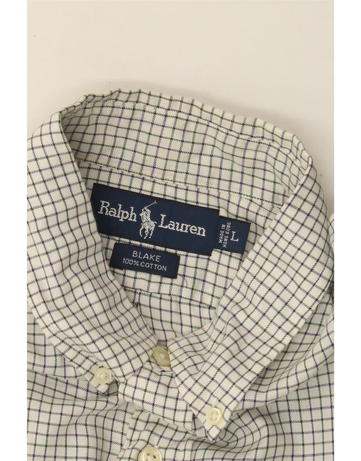 RALPH LAUREN Muška Blake košulja Large Off White Check Pamuk