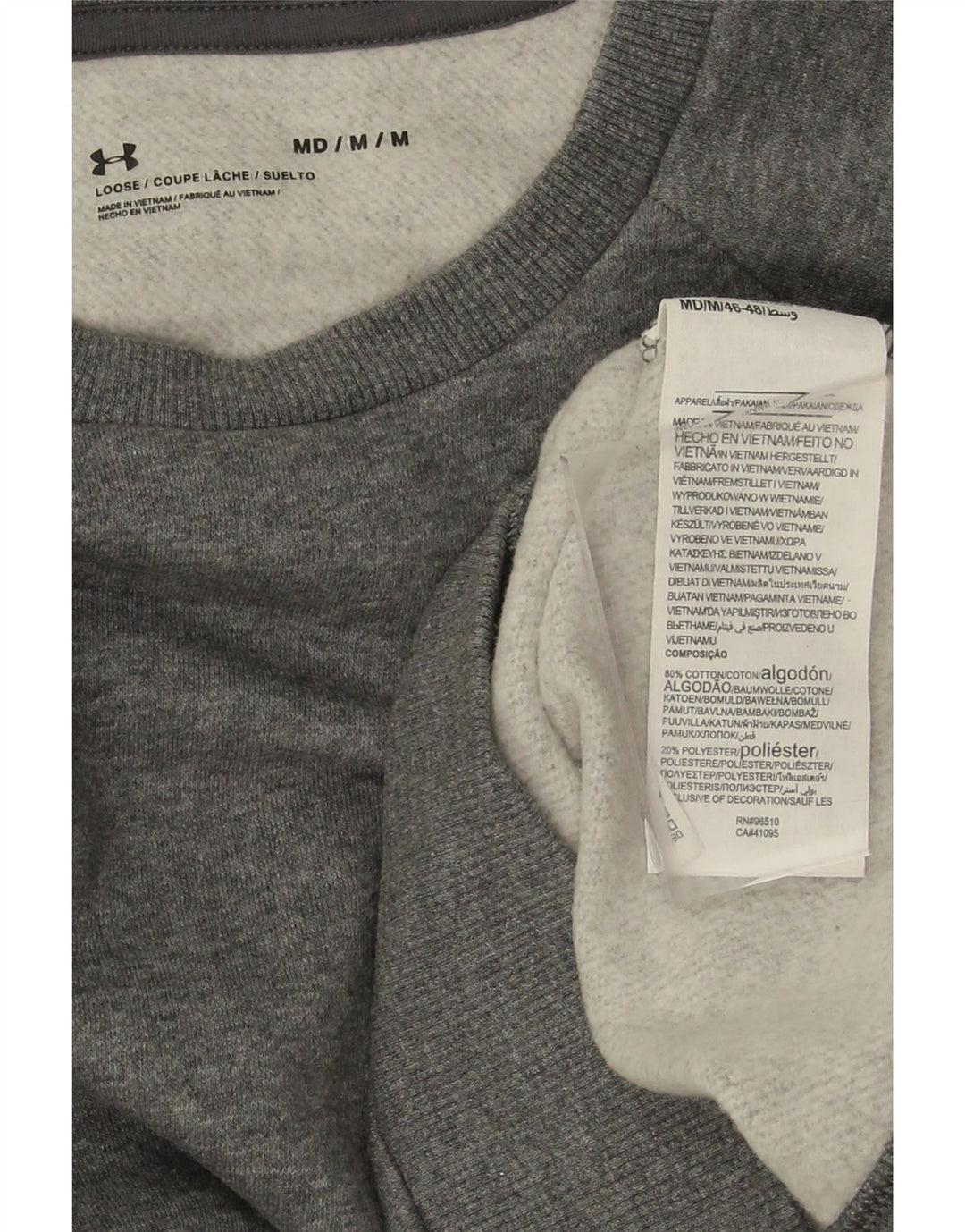 UNDER ARMOUR Mens Sweatshirt Jumper Medium Grey Cotton Vintage Under Armour and Second-Hand Under Armour from Messina Hembry 