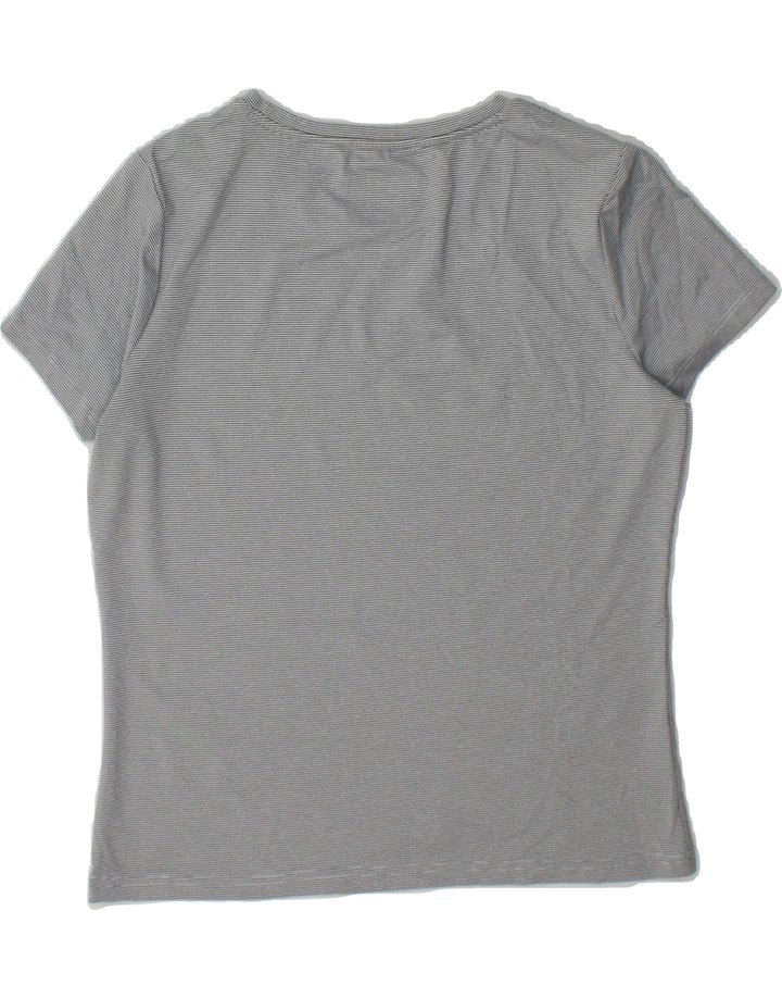 IZOD Womens T-Shirt Top UK 14 Medium Grey Striped Polyester Vintage Izod and Second-Hand Izod from Messina Hembry 