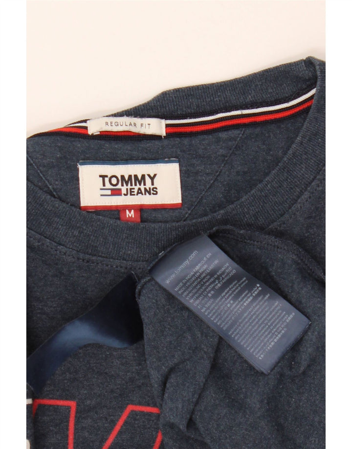 TOMMY HILFIGER Mens Regular Fit Graphic T-Shirt Top Medium Blue Cotton Vintage Tommy Hilfiger and Second-Hand Tommy Hilfiger from Messina Hembry 