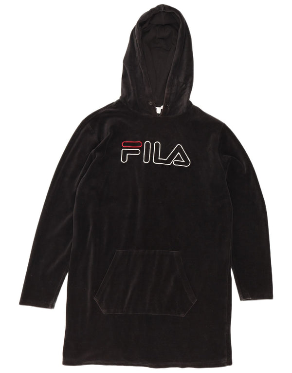 Fila ženske grafičke baršunaste haljine s kapuljačom UK 14 Srednje crni pamuk