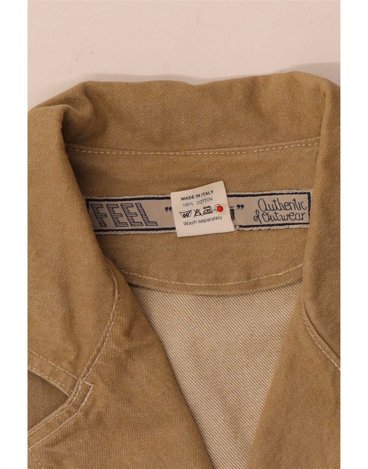 Vintage ženska crop traper jakna UK 14 srednje smeđi pamuk
