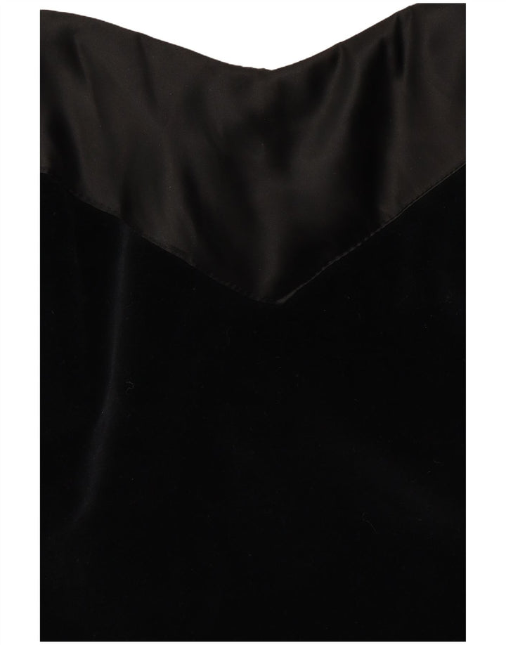 VINTAGE ženska baršunasta haljina s halterima UK 10 Mala crna