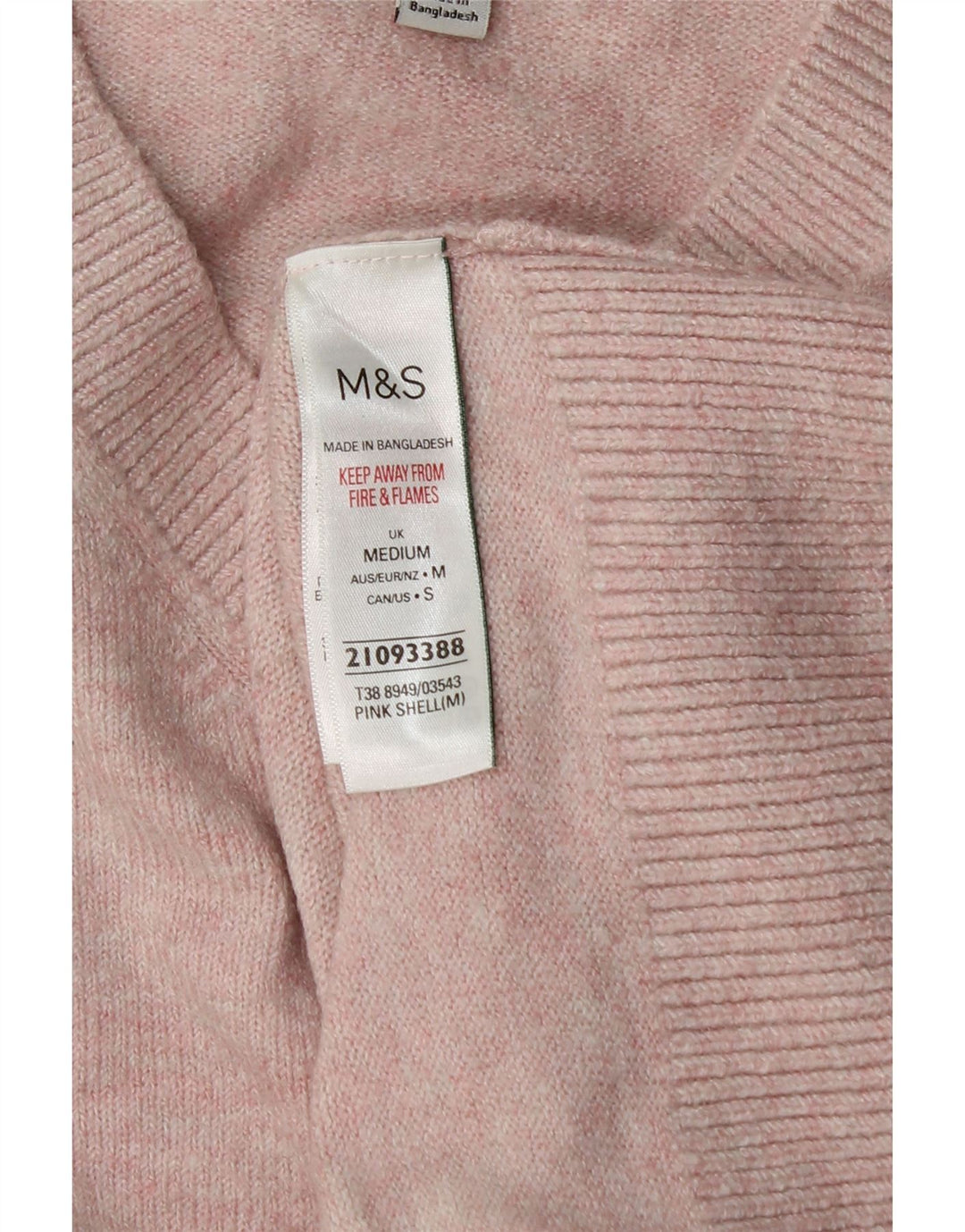 Marks & Spencer ženski veliki džemper s V-izrezom UK 14 srednje ružičasta