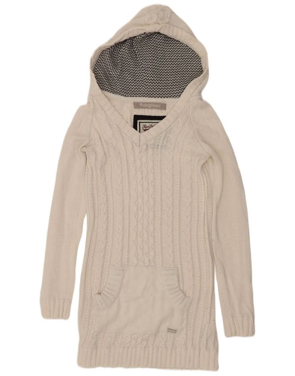 Superdry ženska džemper haljina s kapuljačom dugih rukava UK 18 XL Bijela akrilna