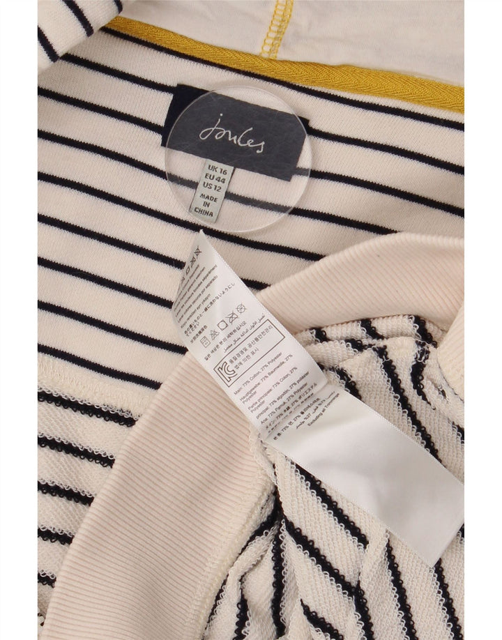Joules ženski prekomjerni pulover s kapuljačom na patentni zatvarač UK 16 velike bijele pruge
