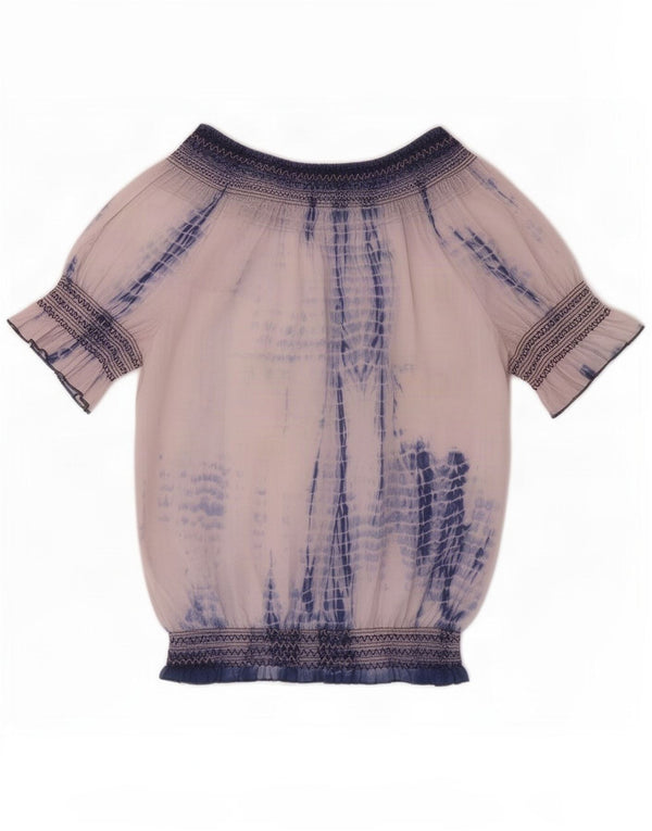 Desigual gornji dio ženske grafičke bluze UK 10 Small White Tie Dye Cotton