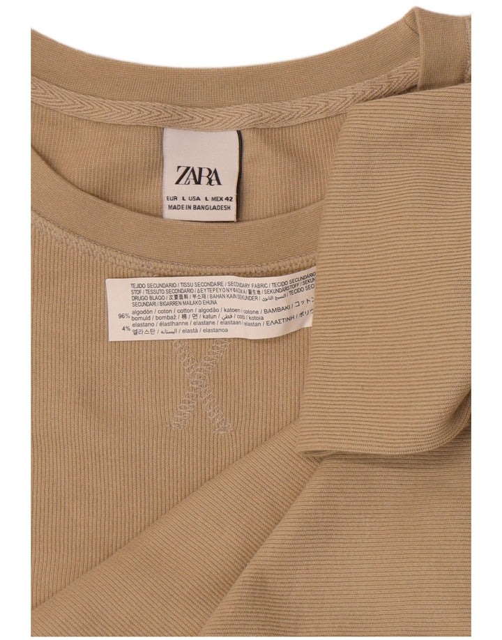 Zara muška majica dugih rukava, veliki bež pamuk