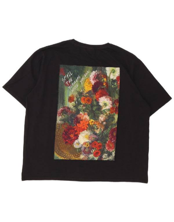 Desigual ženska majica kratkih rukava s grafičkim motivima UK 20 2XL crni cvjetni pamuk