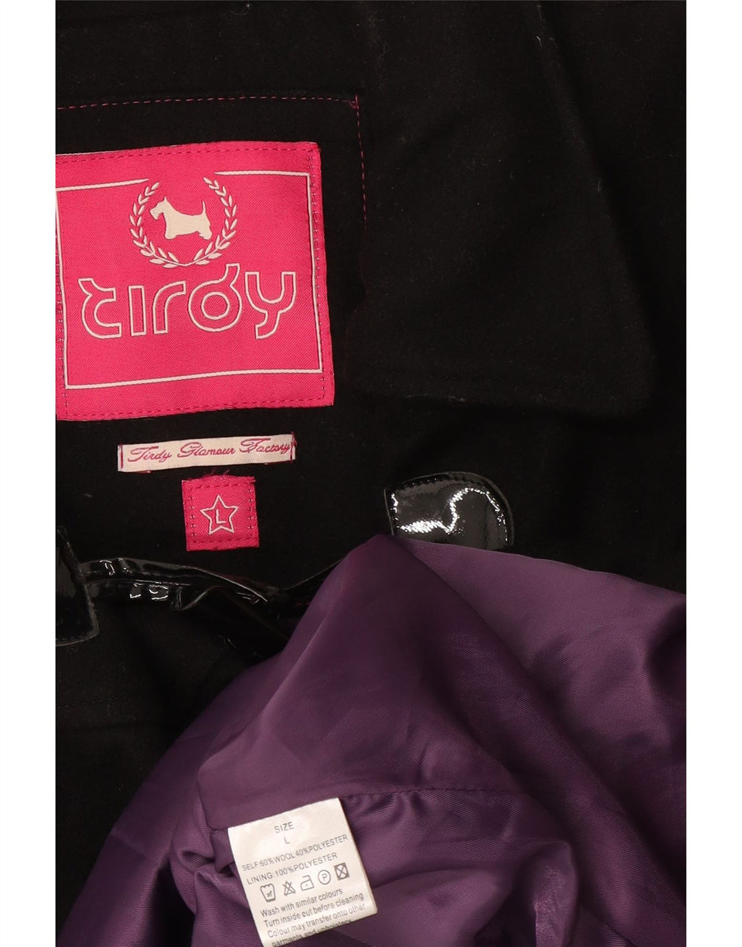 Tirdy ženski duffle kaput UK 16 velika crna vuna