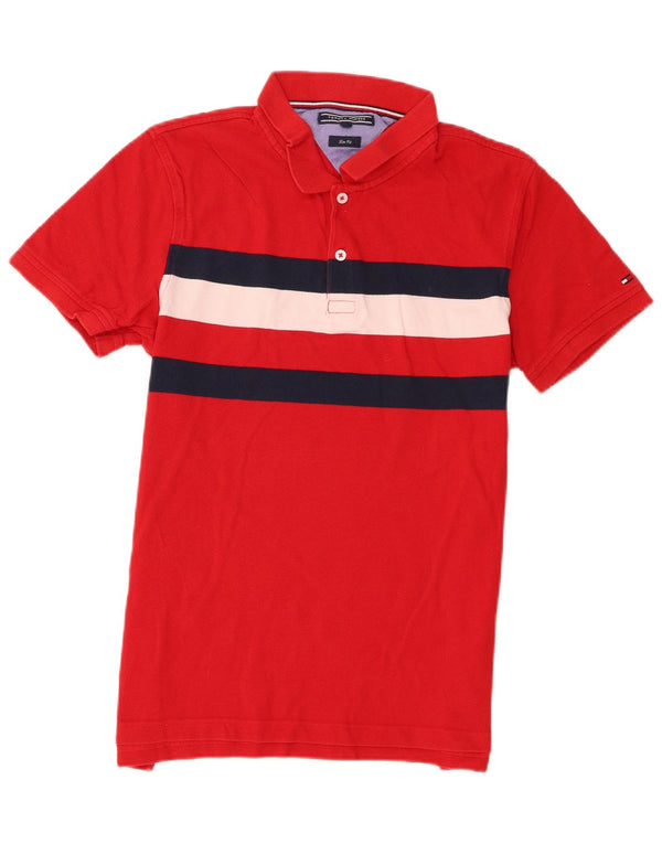 Tommy Hilfiger muška pripijena polo majica velike crvene pamučne boje