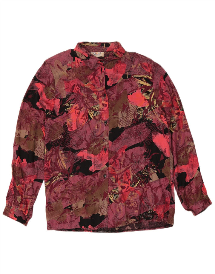 Vintage ženski dvodijelni komplet suknji UK 12 Srednji W27 Bordo cvjetni retro