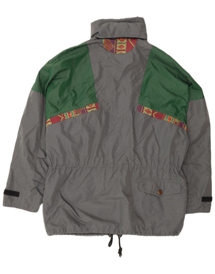 Vintage muška pomoćna jakna s kapuljačom UK 38 srednje siva poliester u boji