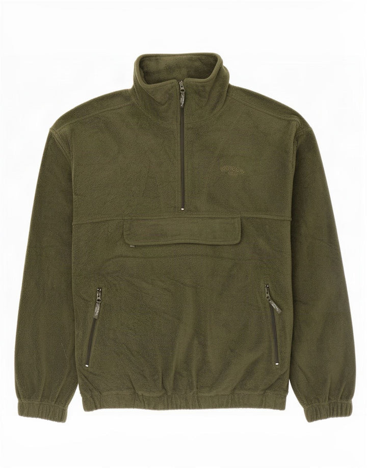 Vintage muški anorak džemper od flisa, veliki kaki poliester