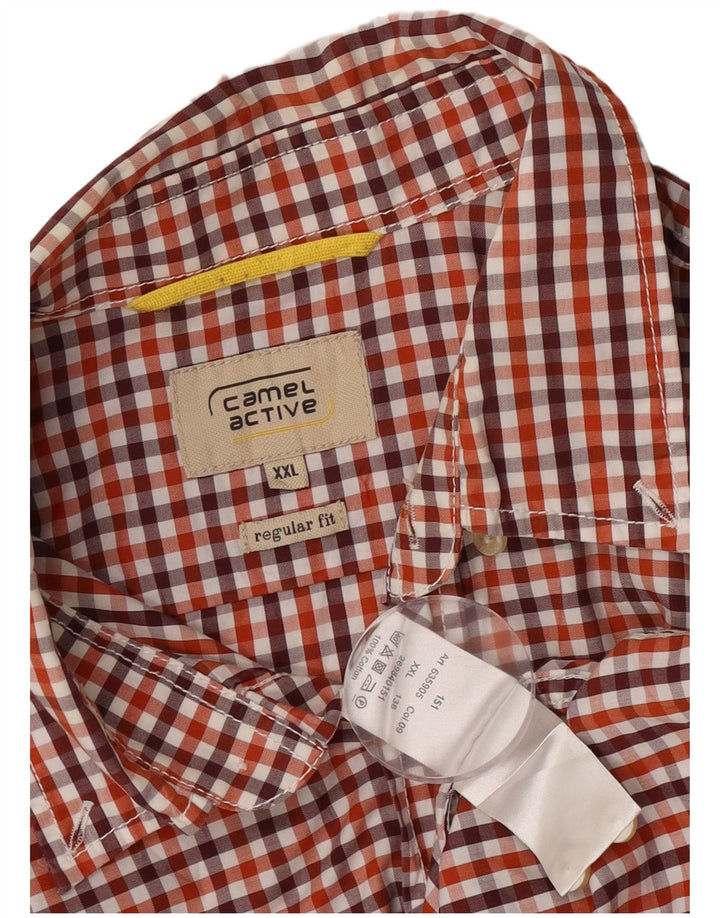 Camel Active muška majica standardnog kroja kratkih rukava 2XL crveni pamuk od ginghama