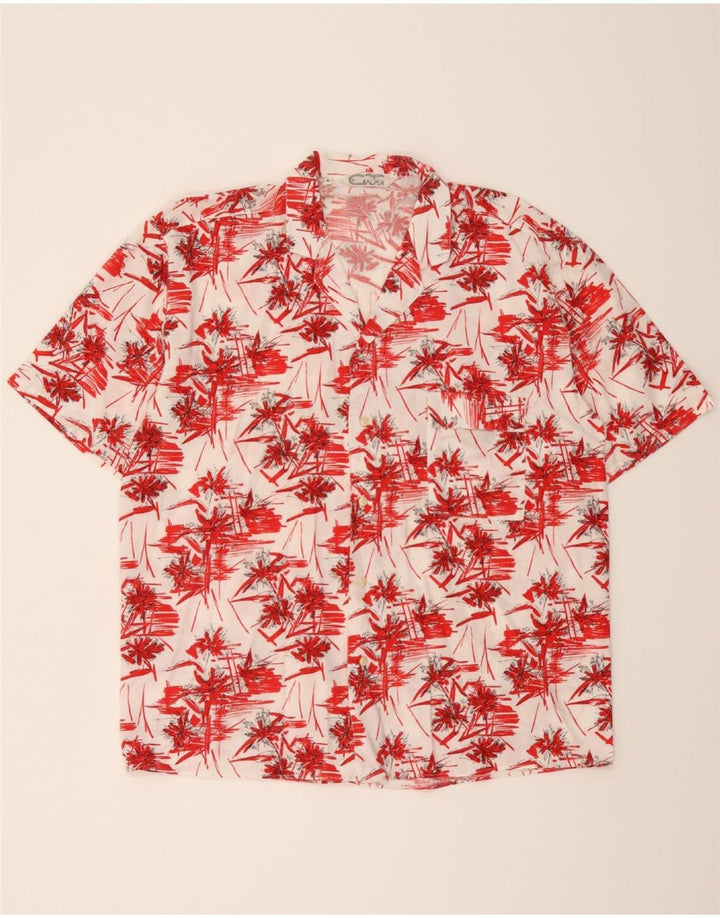 VINTAGE Mens Abstract Pattern Short Sleeve Shirt Large Red Cotton Vintage Vintage and Second-Hand Vintage from Messina Hembry 