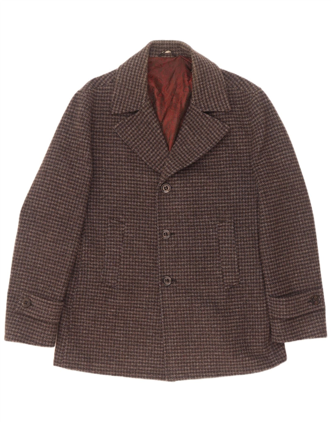 Vintage muški graškasti kaput IT 54 XL siva vuna s ptičijim zubima