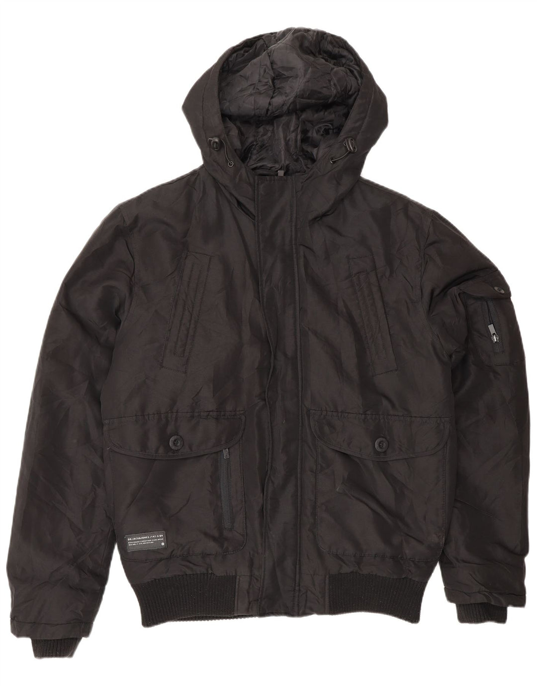Jack & Jones muška bomber jakna s kapuljačom UK 36 Mala crna poliamidna