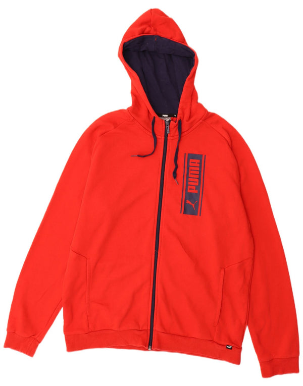 PUMA Muški pulover s kapuljačom na patentni zatvarač Veliki crveni pamuk