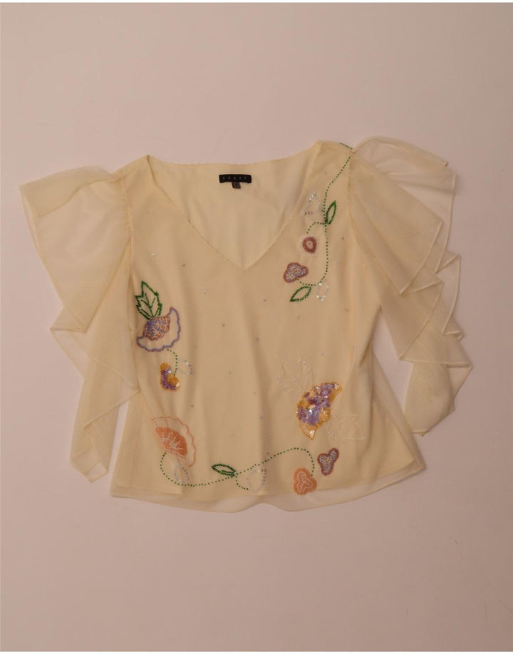 COAST Prozirna ženska majica kratkih rukava UK 16 Veliki žuti poliester