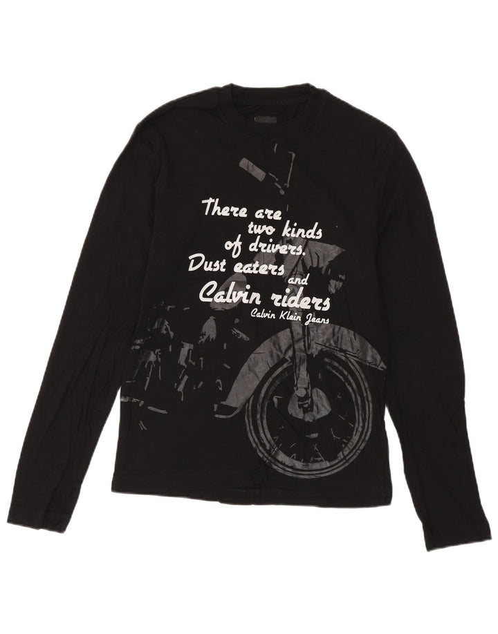 CALVIN KLEIN JEANS Muška majica dugih rukava s grafičkim motivima, mala, crna pamučna