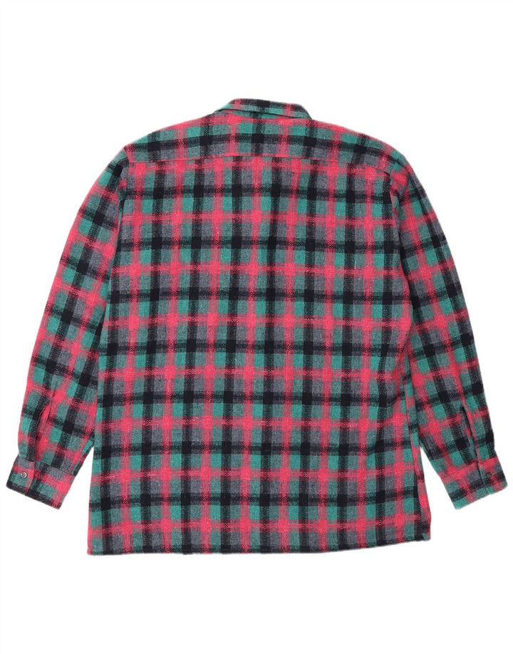 Vintage muška flanelska košulja veličine 41/42 veliki tirkizni karirani poliester