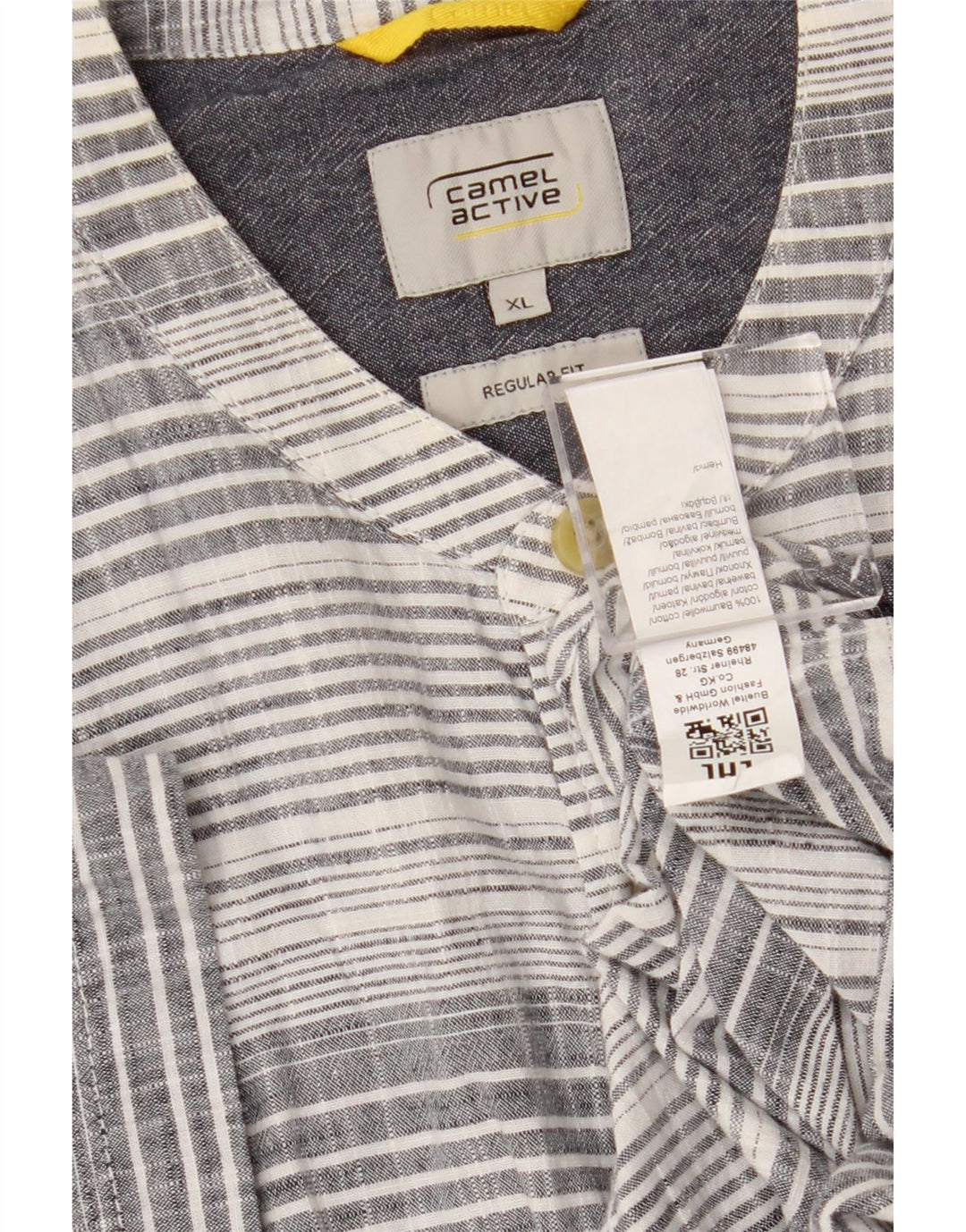 CAMEL ACTIVE Mens Regular Fit Short Sleeve Shirt XL Grey Striped Cotton