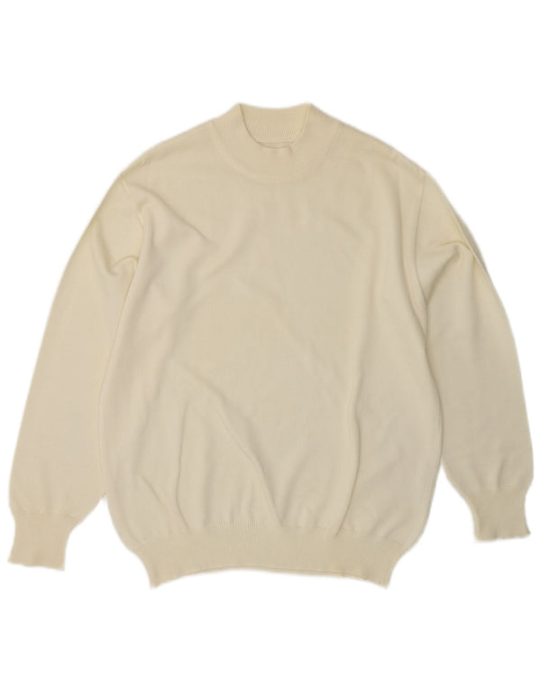 VINTAGE ženski džemper s kornjačičastim ovratnikom UK 14 srednje bijele boje