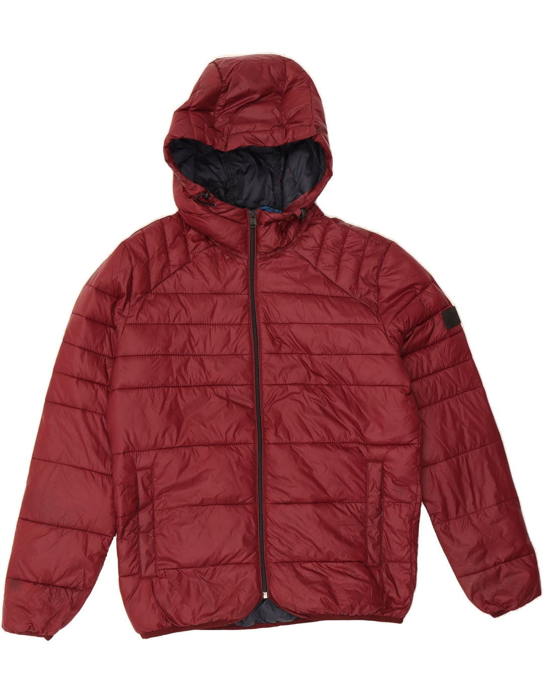 JACK & JONES Mens Hooded Padded Jacket UK 40 Large Maroon Nylon Vintage Jack & Jones and Second-Hand Jack & Jones from Messina Hembry 
