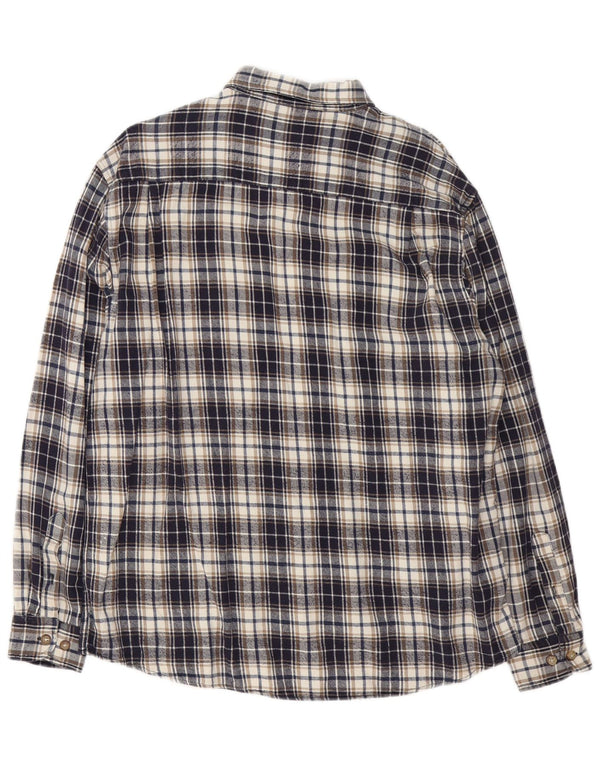 Vintage muška flanelska košulja XL tamnoplavi karirani pamuk