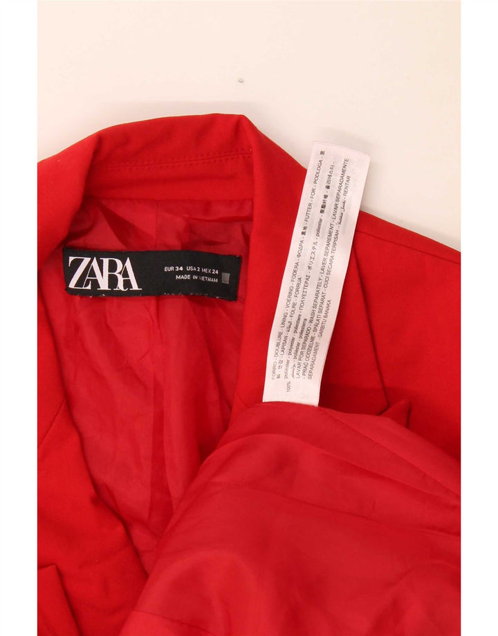 Zara ženska prekomjerna jakna sa 1 gumbom EU 34 2XS crveni poliester