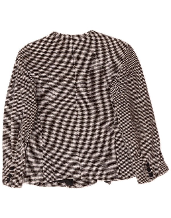 Vintage Womens Double Breasted Blazer Jacket UK 14 Medium Black Houndstooth