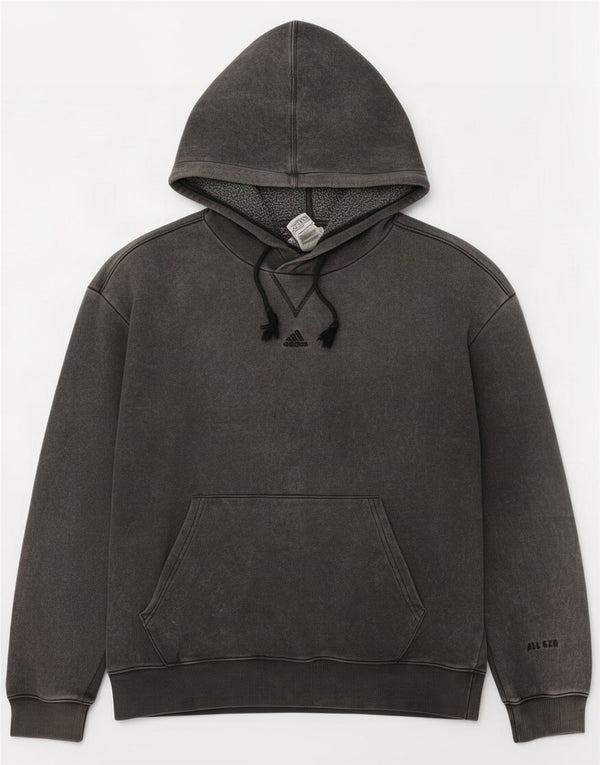 Adidas Mens Loose Fit Hoodie Jumper Medium Grey Flecked Cotton