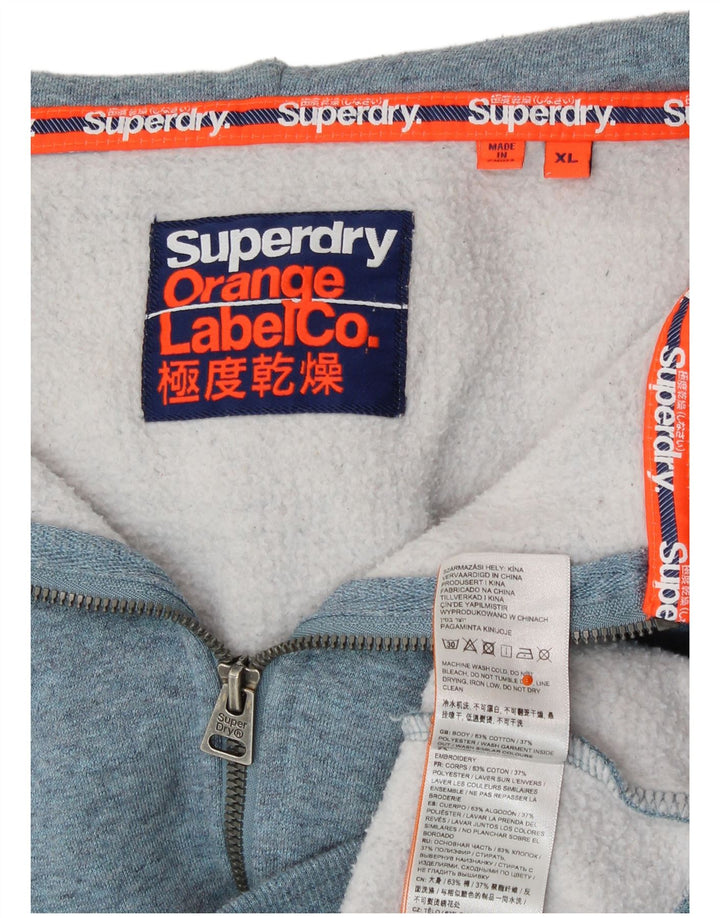 SUPERDRY muški pulover s kapuljačom s patentnim zatvaračem XL, plavi pamuk