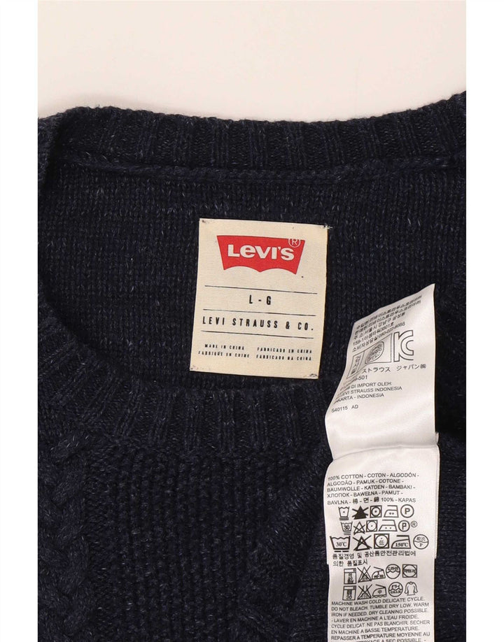 Levi's muški pulover s okruglim izrezom Veliki tamnoplavi pamuk