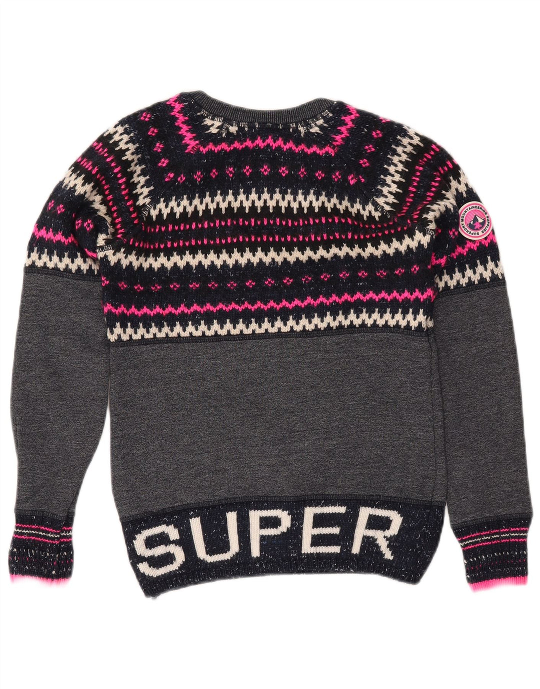 SUPERDRY ženski džemper s okruglim izrezom UK 6 XS tamnoplavi Fair Isle