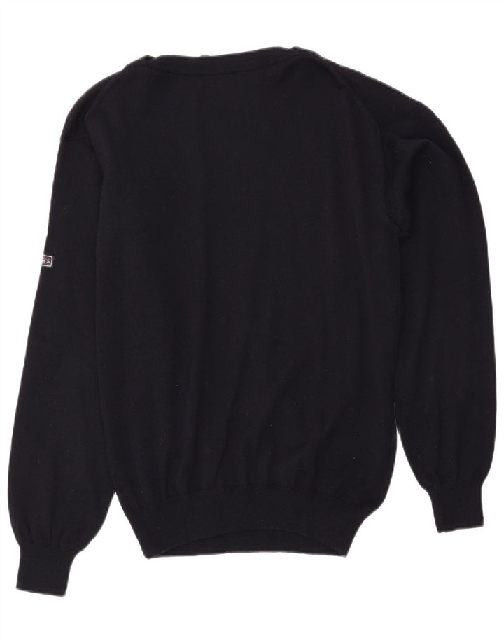 VINTAGE muški džemper s veznim izrezom srednje tamnoplave boje