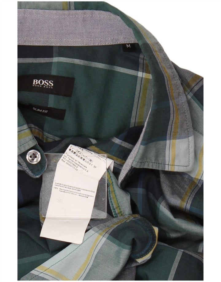 Hugo Boss muška uska košulja srednje zelene karirane boje