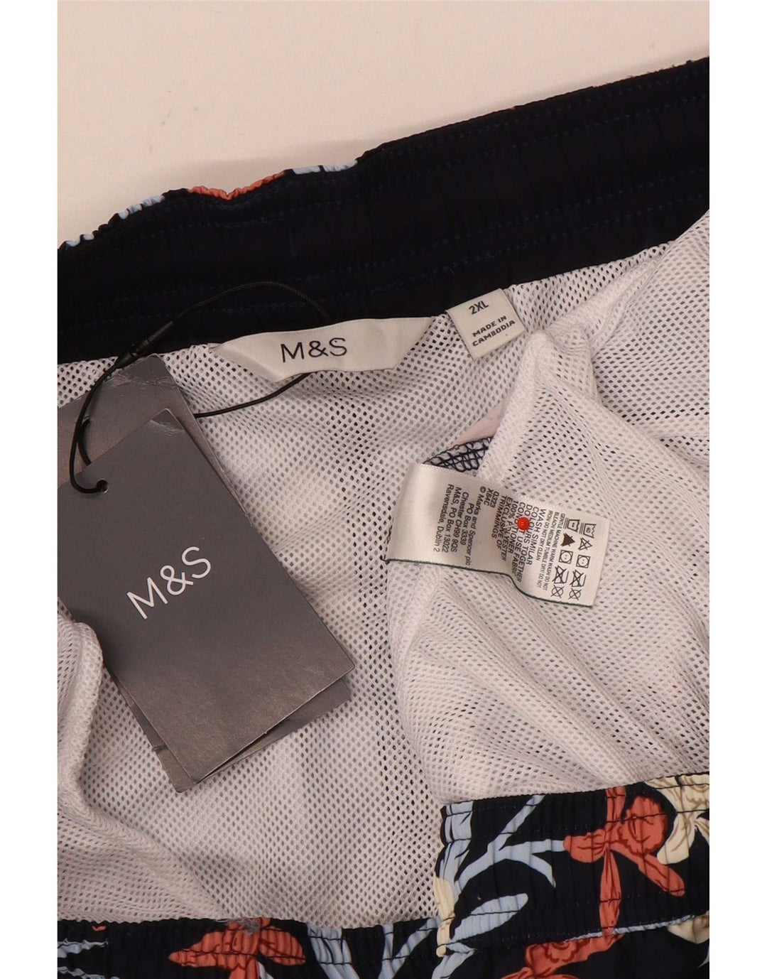 Marks & Spencer muške kratke hlače za plivanje 2XL crni cvjetni poliester