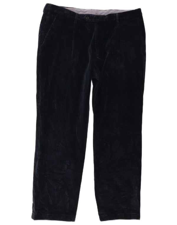 BIANCHI Ravne muške hlače od samta IT 52 XL W34 L27 tamnoplavi pamuk