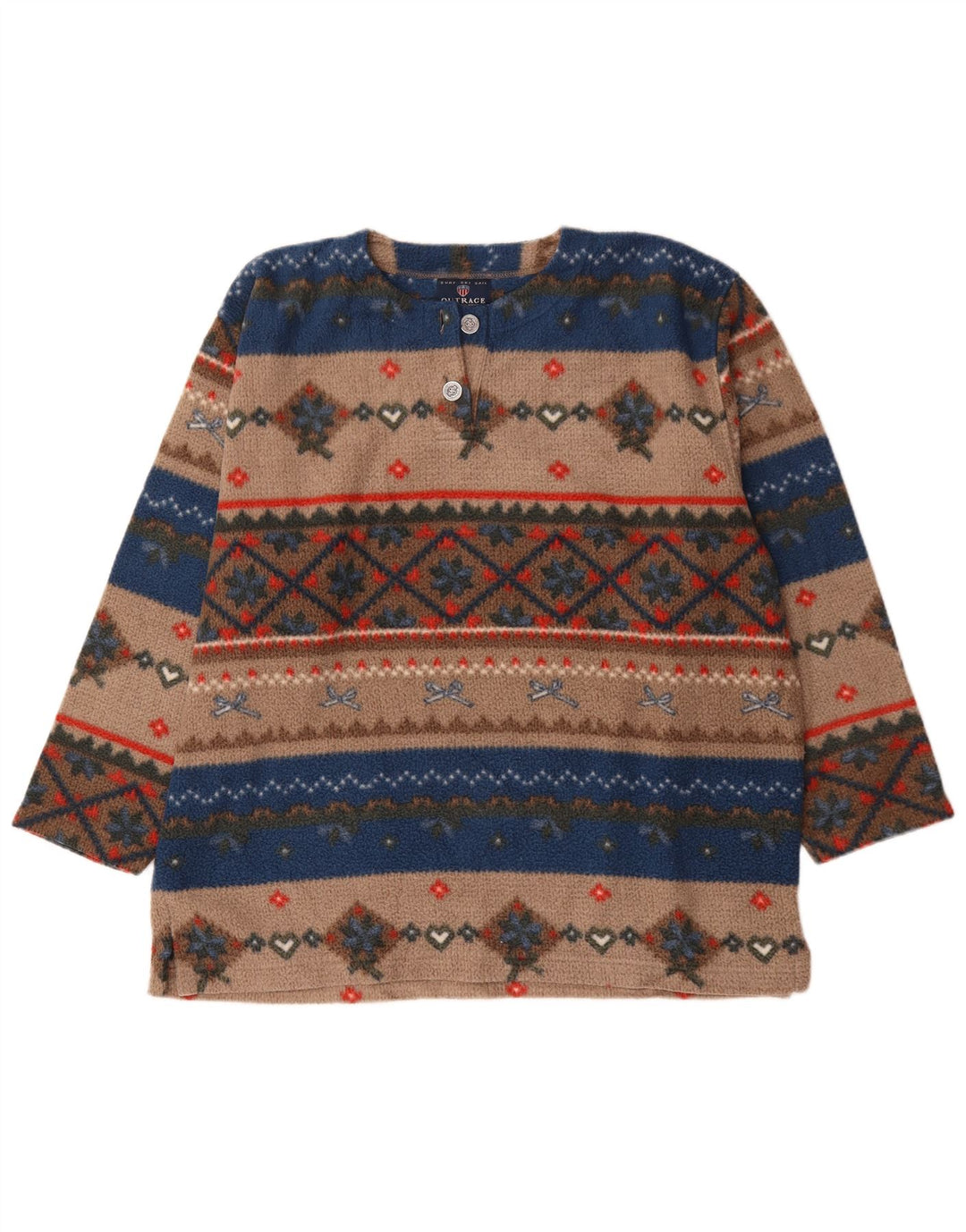 Vintage muški džemper od flisa veliki višebojni Fair Isle poliester