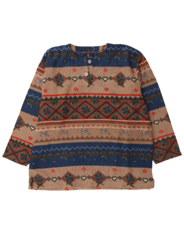 Vintage muški džemper od flisa veliki višebojni Fair Isle poliester