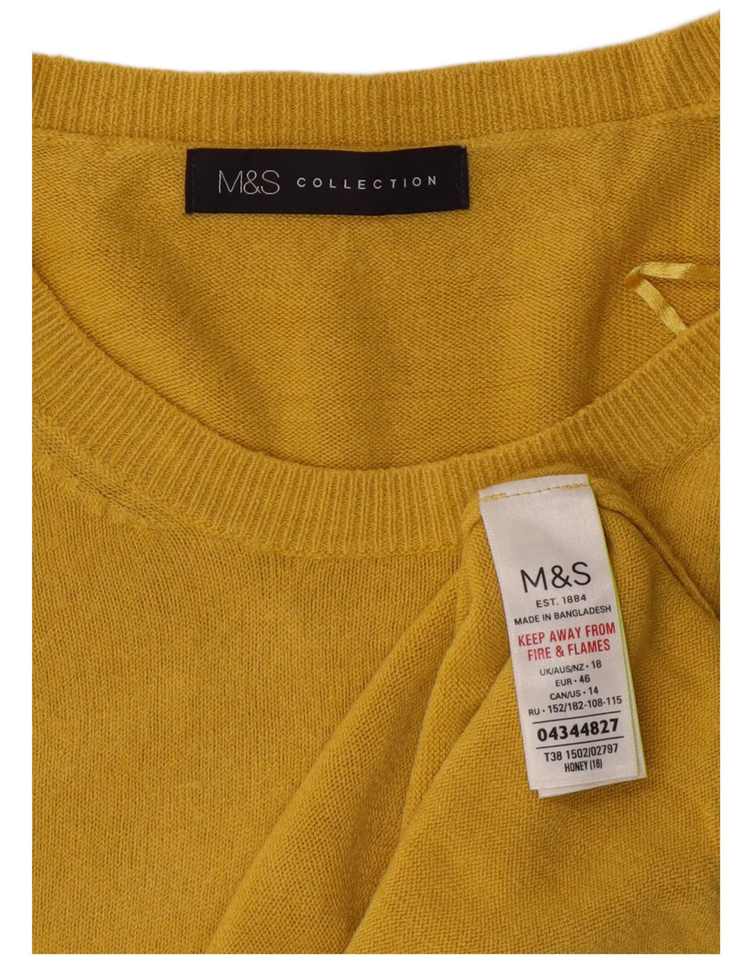 MARKS & SPENCER Ženski džemper s okruglim izrezom UK 18 XL Žuti akril