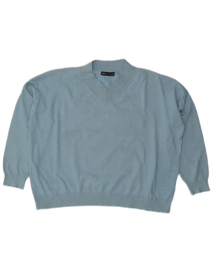 Marks & Spencer ženski veliki džemper s V-izrezom UK 18 XL plava