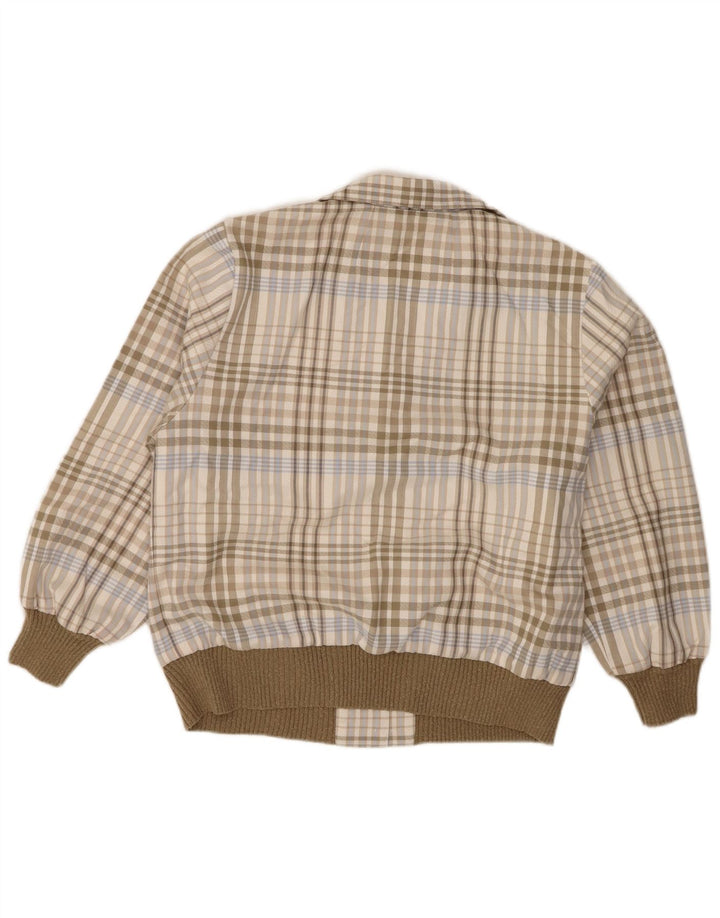 Vintage ženska bomber jakna IT 44 Srednje zeleni karirani poliester