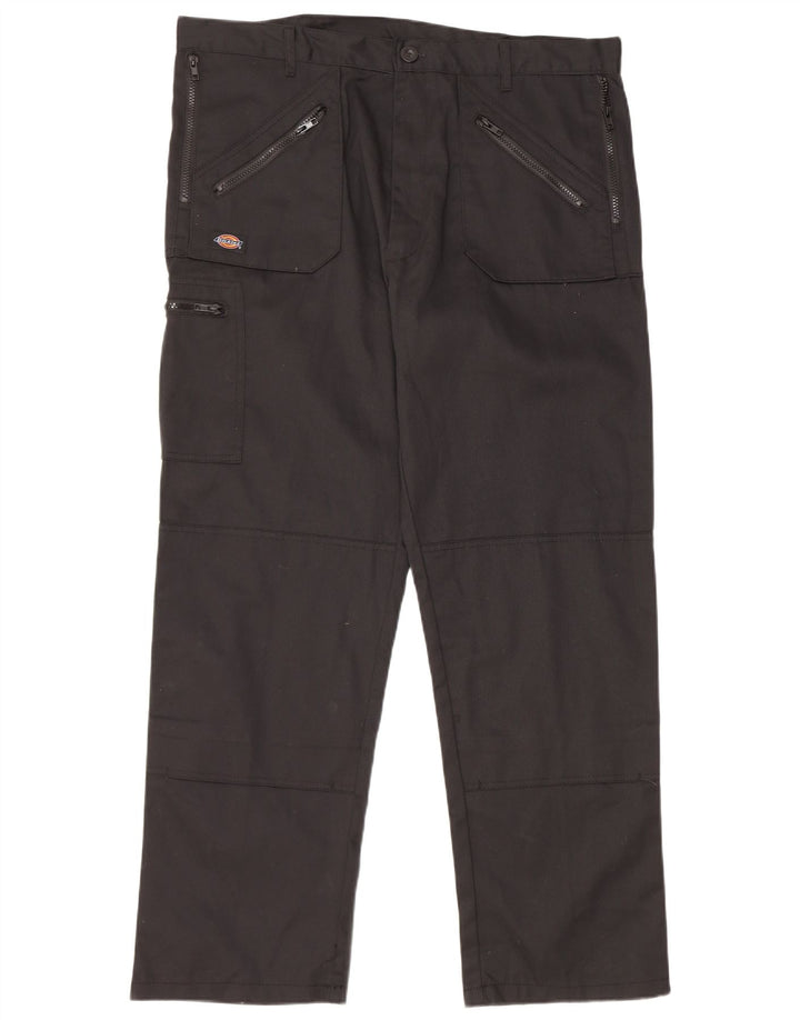 DICKIES Mens Straight Cargo Trousers W38 L30 Black Polyester