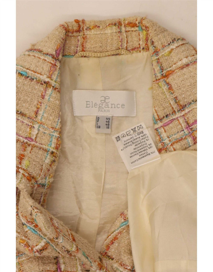 Elegance ženski sako sa 6 gumba, UK 18 XL, bež karirani pamuk